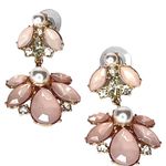 Pink Stone & Faux Pearl DBL BUMBLE BEE DANGLE EARRINGS Glass Stones Post Studs Photo 4