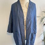 Eileen Fisher Women's EILEEN FISHER Blue Open Front Cardigan Wrap Size Large L Tencel Pockets Photo 0