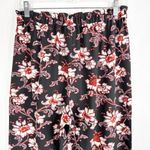 Club Monaco Size 6 Pants Floral Ruffled Elastic Waist Red Black Blue Stretch 338 Photo 4