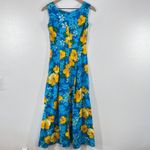 Vtg. Royal Hawaiian Hibiscus‎ Maxi Dress Sz 6 Blue Yellow Floral Made in Hawaii Photo 0