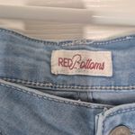 Red Bottoms Blue Flare Wide Leg Jeans Raw Hem Western Retro Juniors Size 17 Photo 2
