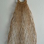 Vintage 90s Handmade Woven Straw Crochet Net Jute Farmers Market Large Tote Bag Tan Photo 6