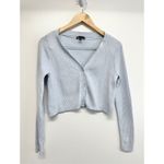 Kendall + Kylie Cropped Sweater Light Blue Size Small V-Neck Ribbed Long Sleeve Photo 1