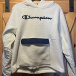 Champion  White and Blue Fleece Hoodie Photo 0