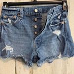 Gap * High Rise Cheeky Shorts Size 2 Demin Distressed Summer Casual High Waist Photo 3
