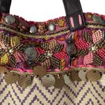 Jasper & Jeera Anthropologie Bohemian Beaded Embellishment Cotton Tote Bag Large Tan Photo 1