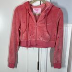 Voight by Valentina Voight by‎ Valentina Cherry On Top Crop velour Hoodie pink embroidered sz medium Photo 0