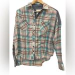 We The Free by Free People Plaid Button-Down Shirt XS Distressed Boho Photo 0