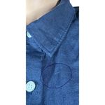 Nautica  Womens Navy Blue Linen Blend Short Sleeve Button Up Camp Shirt Size L Photo 4