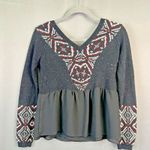 Abercrombie & Fitch Black white red Knit Mixed Media Long Sleeve Sweater XS Photo 1