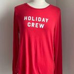 J.Crew  Holiday Crew Long Sleeve Tee Womens Sz Large Red Christmas Novelty Photo 0