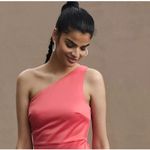 BHLDN Anthropologie  Coral Dylan One Shoulder Satin Side Slit Gown Size 6 NWT Photo 7
