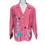 Alex Kim Vintage Blazer Jacket Floral 3D Art Sz 1X Pink Photo 1