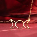 Triple Moon Goddess Necklace – 18K Gold Stainless Steel Photo 5