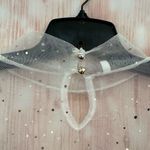 White Mesh Sparkle Embossed Mockneck Top Photo 6