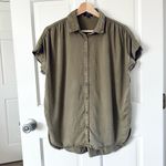 Quince Vintage Wash Tencel Camp Shirt Olive Green Size S Photo 4