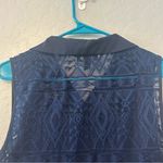 ⭐️Alyx navy blue lace and striped belted button front collared dress size 10 Photo 7