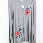 Croft & Barrow  Gray Floral Embroidered Knit Sweater Cardigan New With Tags Photo 1