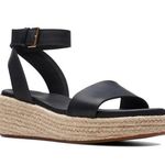 Clarks  Womens Kimmei Ivy black leather size 9.5M platform sandals ankle strap Photo 0