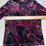 Massini Vintage Velvet Romantic Floral Mock Neck Mandarin Collar Top Women's L Photo 3