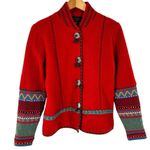 Icelandic Design Southwest Aztec Red Boiled Wool Embroidered Jacket Size M Size M Photo 0