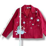Take Two Red Wool Blend Holiday Jacket Snowman Embroidered Christmas Women’s L Size L Photo 3