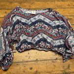 Self Esteem  Womans Blouse Sz L Boho Peasant Lightweight Sleeves With Cutout Crop Photo 4