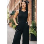 Romeo + Juliet Couture  Black Crop Leg Button Jumpsuit Size Medium Photo 2
