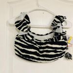 Vince Camuto  Women's Bikini Top Swimwear Ruffle Sleeve Zebra Print Black‎ Medium Photo 1