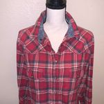 Jachs Girlfriend Bea Shirt Woman’s XXL Lightweight Red Plaid Flannel Pearl Snap Photo 1
