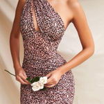 House Of CB  Woman's Clementine Cutout Ruched Mini Dress Animal Bodycon XS Photo 0