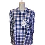 Women's Plus! Untuckit Button Down Bold Navy, Aqua, White Plaid "Sorbo" Size 16 Blue Photo 1