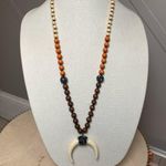None Beaded Orange Brown Tibetan Bohemian Horn Necklace Photo 8