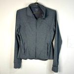 Womens XL Gray Zip Up Jacket Stretchy Fitted Thumbholes Yoga Athleisure Layer Photo 1