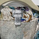 Chico's Open Front Jacket Blazer Colorful Abstract Print Silk Blend Size 1 Photo 1