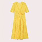 Pennyblack‎ Yellow Floral Eyelet Midi Dress Belted Cocktail Party Summer Small Photo 1