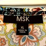 MSK Multicolor Mixed Print Shift Dress Midi Length Long Sleeve XL Blue Photo 5