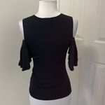 Ganni  Evangel Ruffled Cold Shoulder Knit Top Black Photo 4