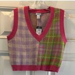 Rue 21  Women  Sweater Vest Plaid Checked V Neck Size M Photo 0