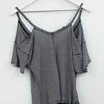 We The Free Free People  Black And White Stripe Off The Shoulder Shirt SZ XS Photo 5