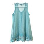 Simply Noelle Swim Coverup S/M Aqua Blue Sheer Lace Trim Summer Coquette Photo 1