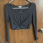 Olivia Rae Stripped Cropped Tie Shirt Photo 1