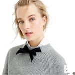 J.Crew  Gray Sweater Black Bow Detail Classic Coquette Soft Classic Pullover Small Photo 1