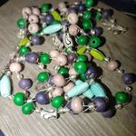 Necklace Statement Multicolored Beaded Adjustable Chain Lobster Clasp 16 inch Green Photo 3