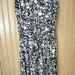 Soma Weekend Navy White Print Stretch Pocket Long Maxi Tank Sun Dress Sz Small Photo 0