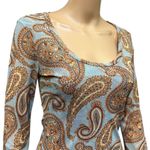 Sweet Pea Vintage Mesh Paisley Print Long Sleeves Fitted Y2K Artsy Top Womens L Photo 2