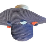 Panama Jack  Women's Blue Straw Floppy‎ Beach Pool Hat Tassels Packable One Size Photo 0