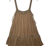 Free People Top Womens Small Green Boho Babydoll Tunic Tank Crinkle Lace Trim Photo 11