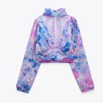 ZARA NWOT  LONG SLEEVE FLORAL WATERCOLOR CROP TOP CHIFFON FABRIC MEDIUM Photo 2