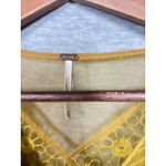 Free People  Lola Top M Mustard Lace Trimmed V Neck Long Sleeve Thermal Shirt Top Photo 1